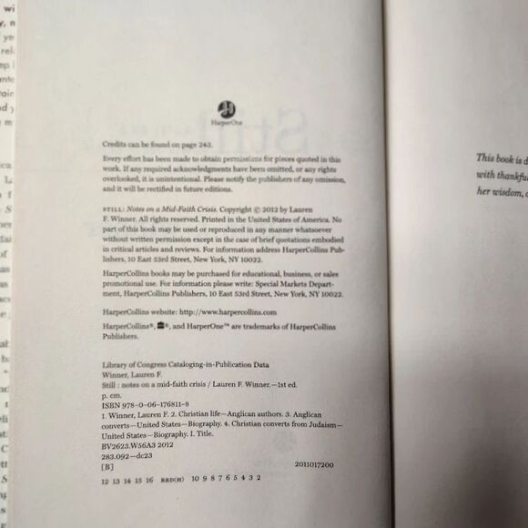 Still: Notes on a Mid-Faith Crisis  Hardcover Book By  Lauren F. Winner - Picture 5 of 6